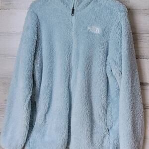 The North Face Jacket Girls XL Baby Blue Fleece Fuzzy Sweater Hiking Outdoors